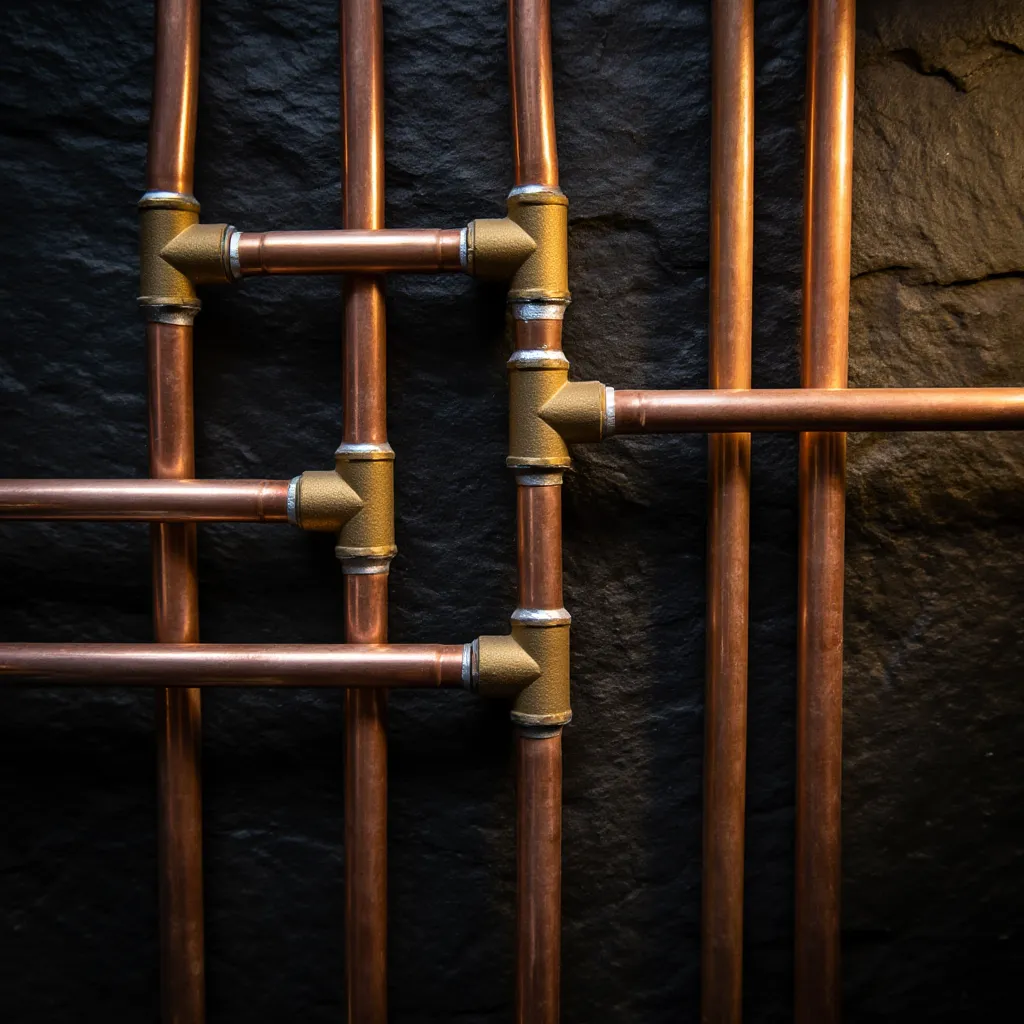Neat copper pipework runs